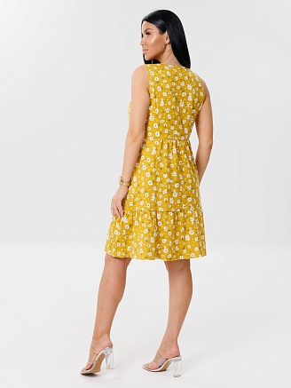 Женский сарафан С-82(К) / Горчичный (цветы)