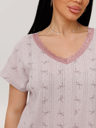 Женская пижама П-115(Трн) / Брусничный (бантики)