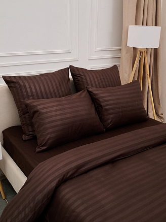 Пододеяльник микрофибра страйп / Шоколад