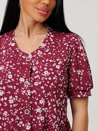 Женский халат Х-153(К) / Бордовый (цветы)