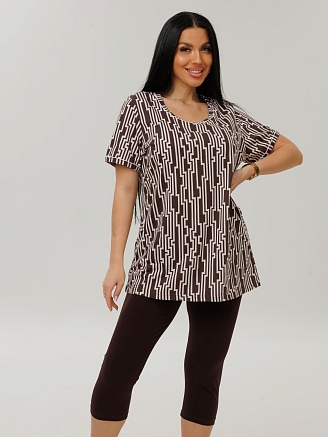 Женский костюм К-230(К+Л) / Коричневый (геометрия)