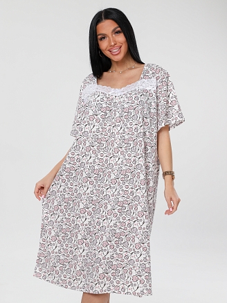 Женская сорочка Сор-38(К) / Молочный (листья)