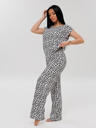 Женская пижама П-113(Л) / Белый (леопард)