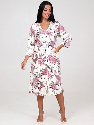 Женский халат ХВ-341 / Жаккард, розовые цветы