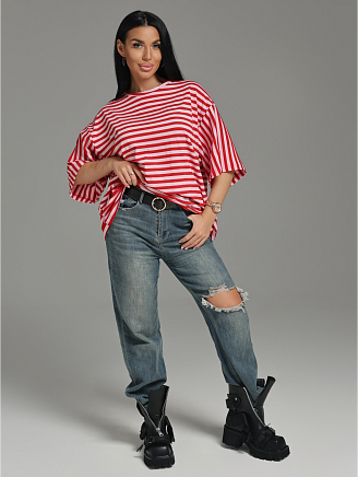 Женская футболка Анита / Полоса красный