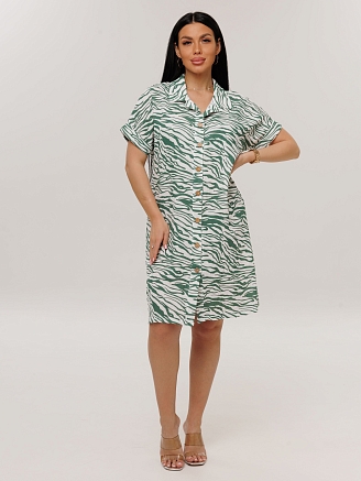 Женское платье Пл-118(Мус) / Зеленый (зебра)