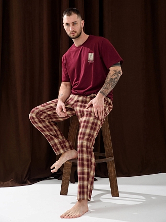 Мужская пижама "Счастливый билет" 2434-К/Ф / Бордовый