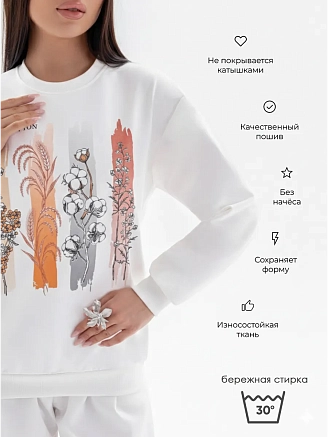 Женская толстовка Аниме / колоски, молочный
