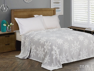 Плед велсофт №293 / Снежинки серый