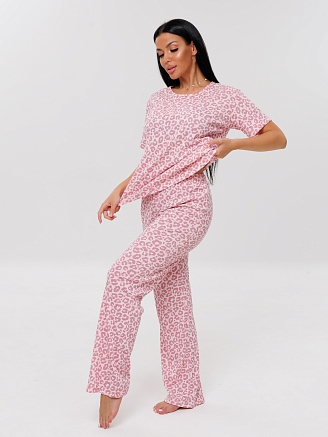 Женская пижама П-60(Каш) / Розовый (леопард)