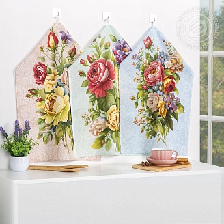 Набор полотенец рогожка / Пионы