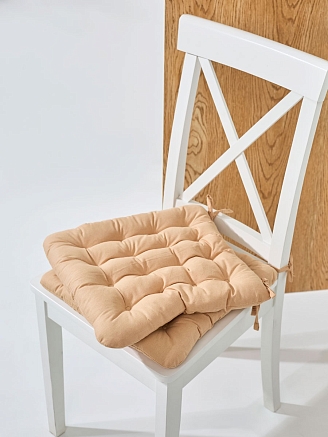 Комплект подушек на стул с завязками (бязь) 16т. / Бежевый