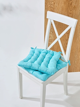 Комплект подушек на стул с завязками (бязь) 16т. / Ярко-голубой