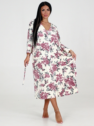 Женский халат ПЕРСОНА ХВ-780 / Жаккард, розовые цветы