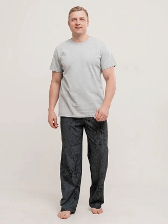 Мужская пижама "Туман" арт. мк1286чс / Черный, серый
