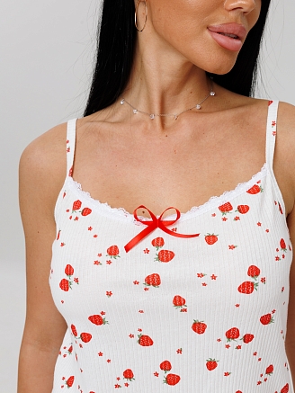 Женская пижама П-96 (Каш) / Молочный (клубника)