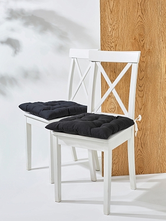 Комплект кухонных подушек на стул 2 шт. (габардин) / Черный