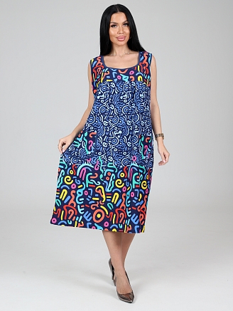 Женский сарафан МАКСИ СК-345 / Разноцветный узор