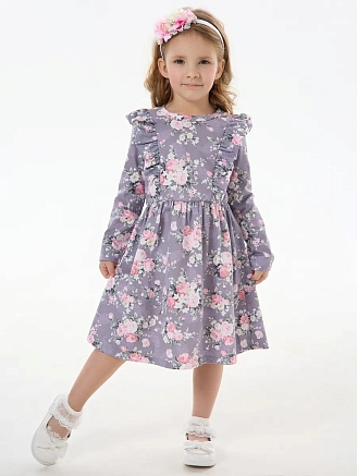 Детское платье "Красотка" / Розы на фиолетовом