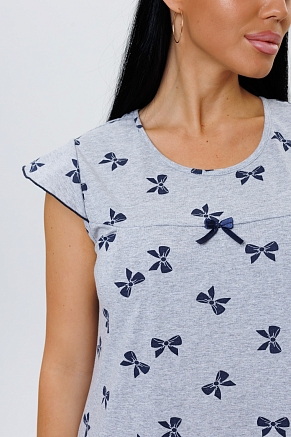 Женская ночная сорочка 2120 / Серый, бантики