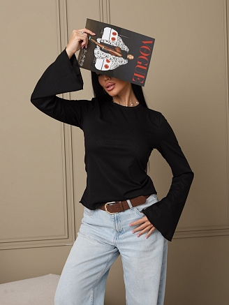 Женский лонгслив мод.2028/5 / Черный