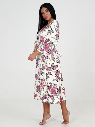 Женский халат ПЕРСОНА ХВ-780 / Жаккард, розовые цветы