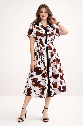 Женское платье 39065 / бело-коричневый