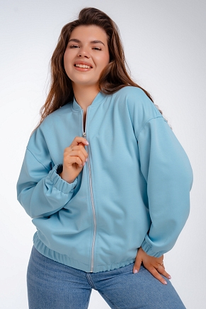Женский бомбер из коттон фита аквамарин