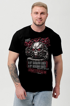 Мужская футболка 8592 / черный+кибер колобок