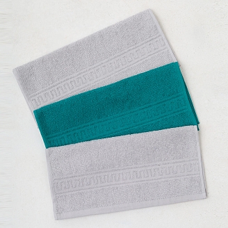 Набор махровых полотенец Орнамент 3312 / серый+морская волна 3 шт