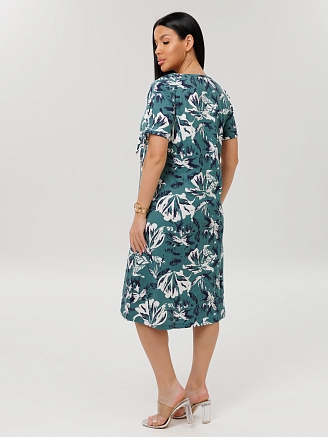 Женское платье Пл-109(К) / Бирюза (цветы)