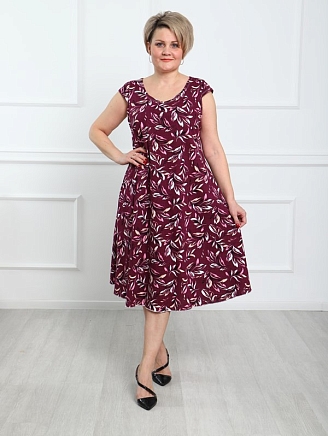 Женское платье П-8 / Листья бордо