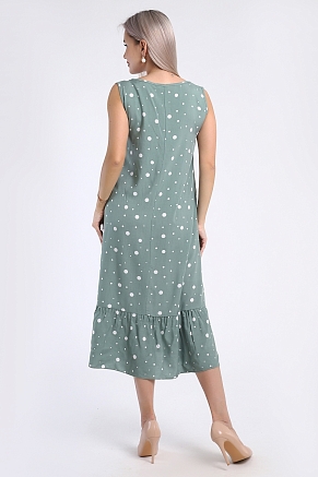 Женский сарафан 725 / Оливковый в горох