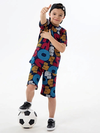 Детская пижама с шортами "Сорванец" / Диско красный