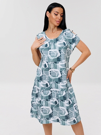 Женское платье Пл-82(К) / Серо-зеленый (круги)