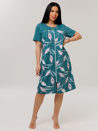 Женский халат Х-166(К) / Бирюзовый (узоры)