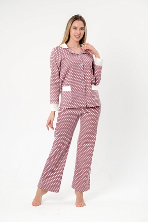 Пижама женская Салли / Горошек на кофе, экрю