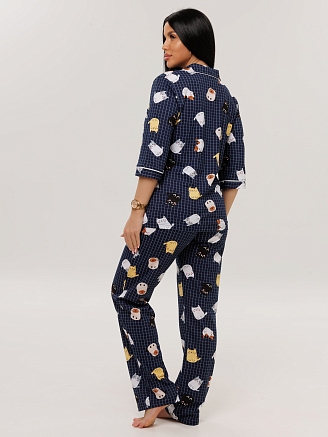 Женский костюм К-132(К) / Синий (кошки)