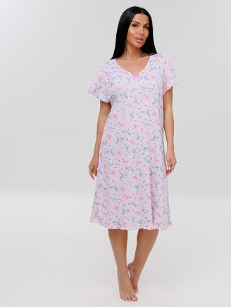 Женская сорочка Сор-73(К) / Розовый (птички)