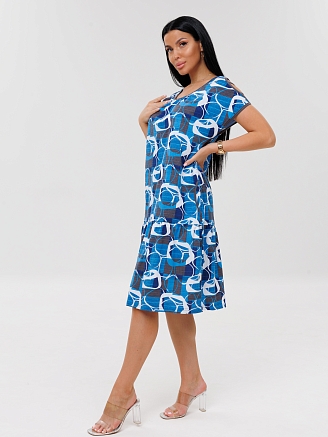 Женское платье Пл-82(К) / Синий (круги)