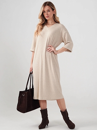 Женское платье "Ангора" 2418-Л / Бежевый