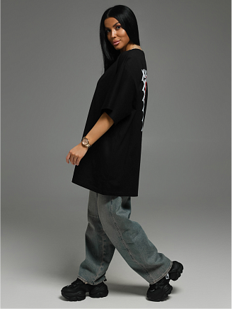 Женская футболка Бабл / Черный кошка