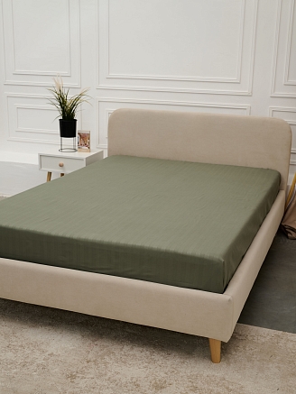 Простыня микрофибра-страйп / Хаки