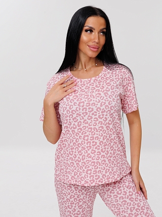 Женская пижама П-60(Каш) / Розовый (леопард)