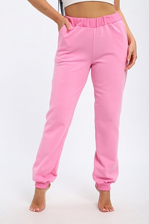 Брюки женские на манжете из футера начес / Розовый