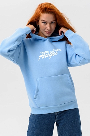 Женская толстовка 8578 оверсайз / голубой+ангел