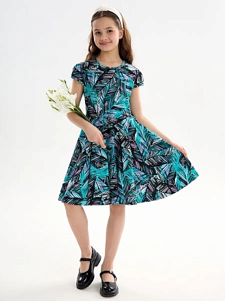 Детское платье "Птичка" / Тропики фиолетовые