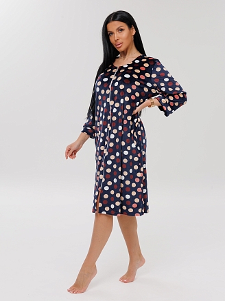 Женский халат Х-80(В) / Темно-синий (горох)