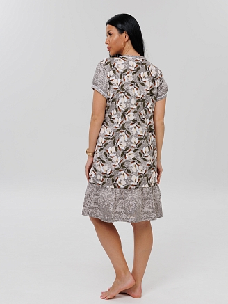 Женский халат Х-48(К) / Серый (желтые цветы)