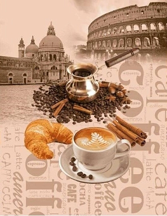 Набор из 3-х вафельных полотенец / Кофе тайм